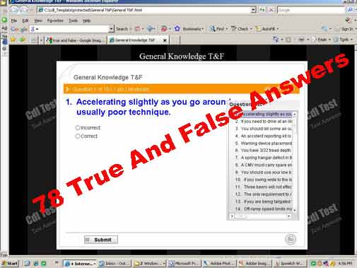 VERMONT CDL General True and False Quiz